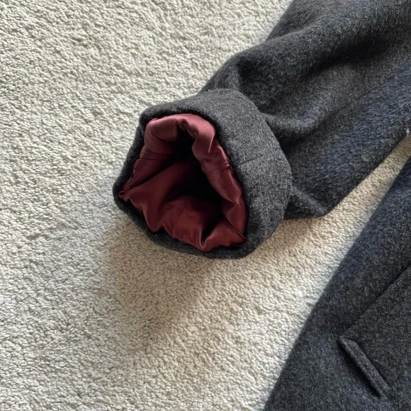 VINTAGE CHARCOAL GREY DOUBLE BREASTED WOOL TRENCH COAT🧥💫 - Picture 3 of 9